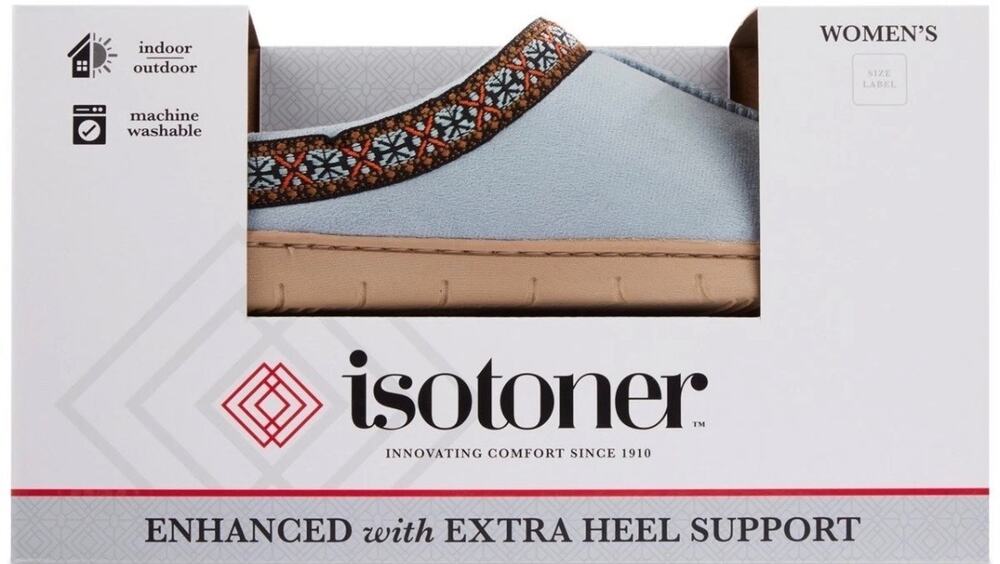 ISOTONER MEMORY FOAM BLUE FOG SLIPPER NWT 8.5/9